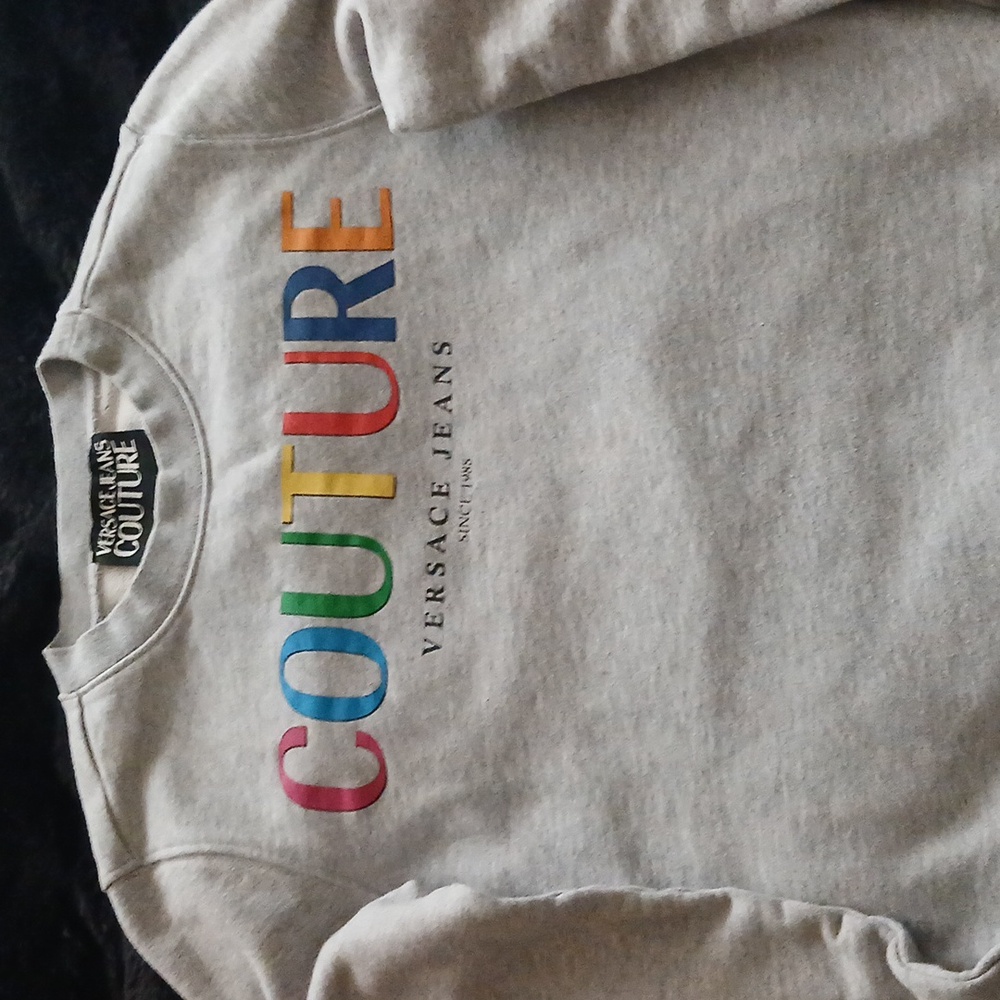 Authentic Versace Jeans Couture Rainbow Logo Sweater in Gray S